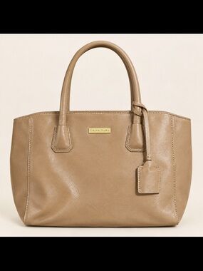 Joy iman Brand Tan Leather Tote Bag